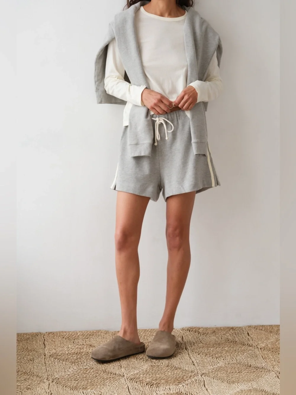 NWT Donni x Free People The Stripe Eco-Terry Short ~Heather-Grey~ - Picture 4 of 7